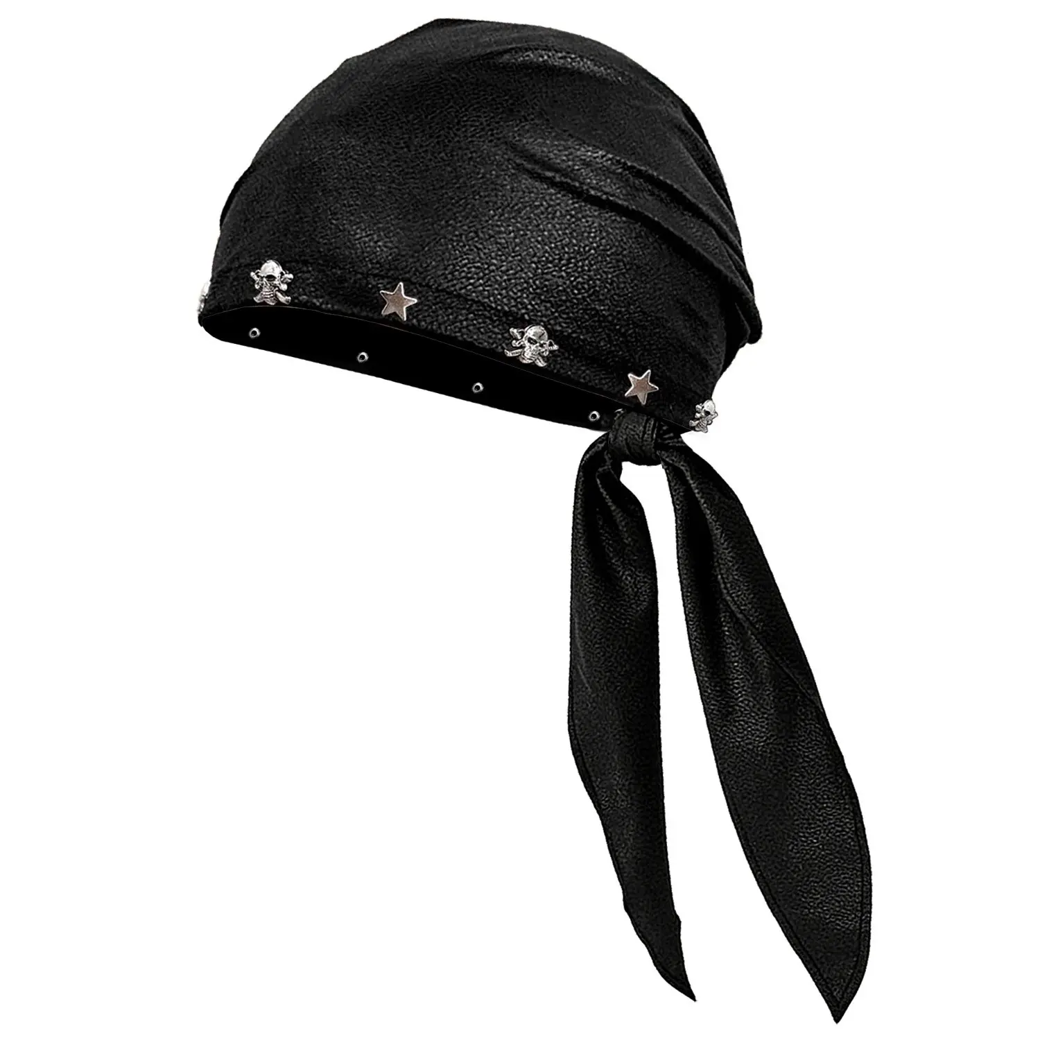 Punk Rock Biker Cap For Women Skull Stars Hat , Biker Head Wrap & Riding Cap