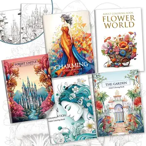 Garden & Flower Pattern Coloring Book, 5 Counts/set Watercolor Floral Design Beautiful Garden Design Coloring Book, Diy Watercolor Painting Supplies for Adults & Teens, Christmas Gifts, Birthday Gift Idea, Art Painting Kit