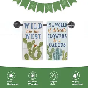 Cactus Western Style Kitchen Towel Set, Tropical Plant Pattern, Ideal for Drying Hands, Baking, Cooking, Summer Farmhouse Decor, Bathroom Home Decoration