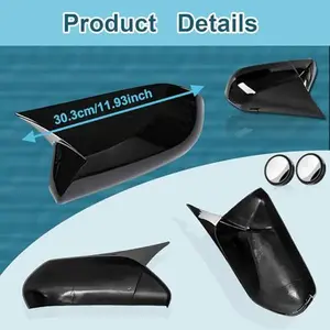 Ox Horn Side View Mirror Cover Compatible with Camry 2018-2025 Exterior Sport Door Side Rearview Mirror Caps Decoration Auto Exterior Accessories Glossy Black