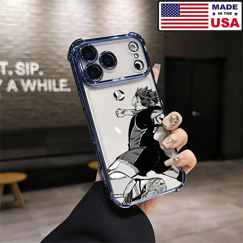 Customized Anime Haikyuu Hinata Shoyo Volleyball Jump Manga Aesthetic Phone Case - Soft Silicone TPU, Airbag Corners, Shockproof Full Body Cover with Protection, Popular Cute Accessory for iPhone 17/16/15/14/13/12 & Samsung 22/23/24/25 Plus Pro Max Ultra
