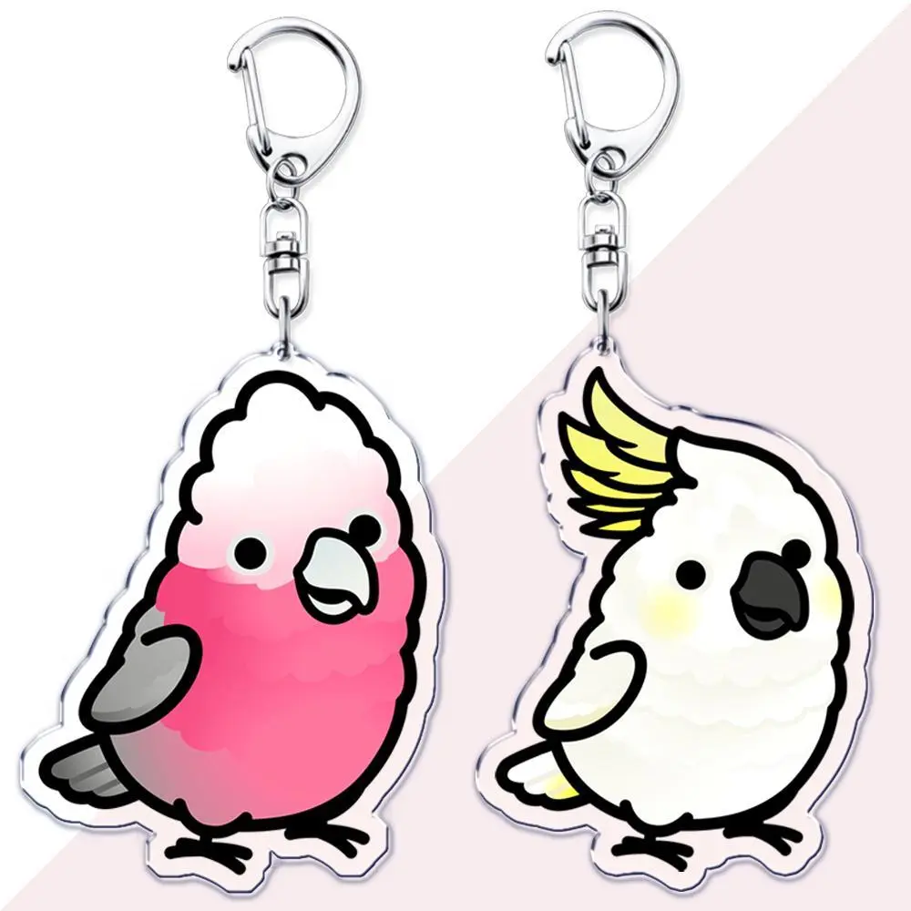 Cute Parrot Cockatoo Pet Bird Keychains for Women Accessories Bag Australian Umbrella Cockatiel Key Chain Keyrings Jewelry Gifts