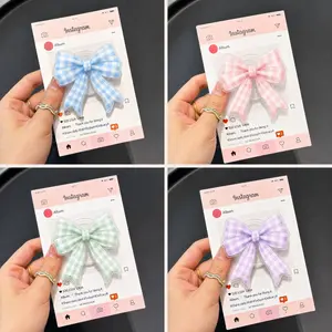 Pastel Gingham Bow Magsafe Phone Grip – Cute Coquette Magnetic Pop Socket & Kickstand
