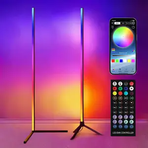 RGB LED Corner Floor Lamp with 16 Million Colors Music Sync Remote & APP Control Smart Modern Adjustable Lighting for Bedroom Living Room Gaming Room