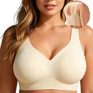 SOFT INTENTION Summer Airly Lightlined Fix-Cup Jelly Bra – Breathable Seamless Wireless Full Coverage, Plus Size Friendly Jelly Bra