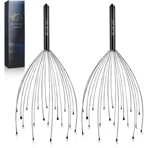 White Elephant Gifts for Adults 2 Pack Head Massager Scalp Stocking Stuffers for Men Women Scalp Massager Hair Growth 20 Fingers Head Scratcher Funny Stress Relief Head Spa Gifts for Mom Dad