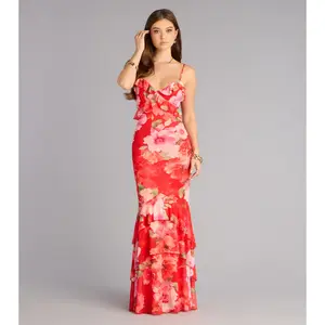 All Eyes On You Floral Ruffle Maxi Dress
