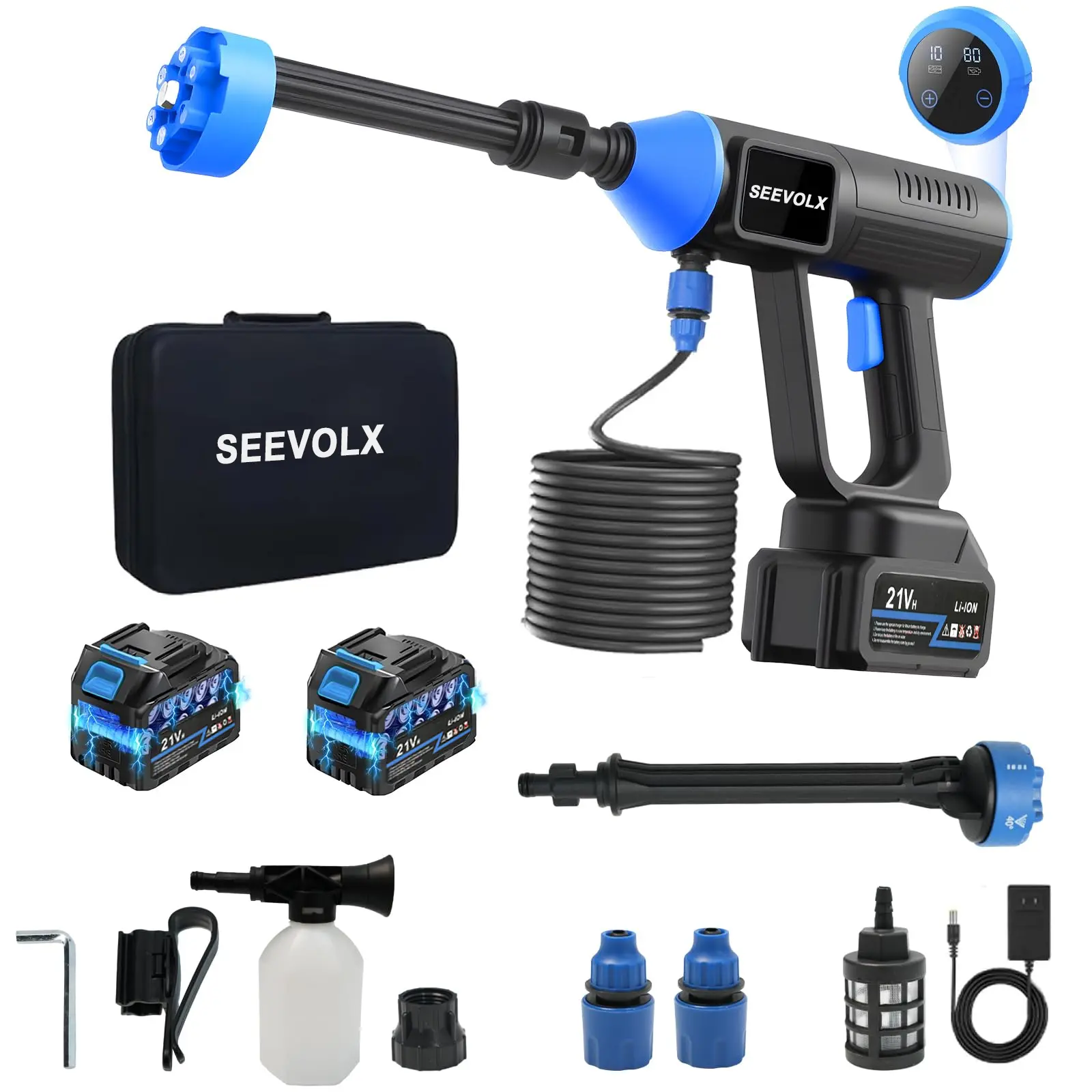 Cordless Pressure Washer Gun, 1200PSI High Power, 6-in-1 Nozzle, 4000mAh Batteries, 10 Adjustable Levels for All Outdoor Cleaning