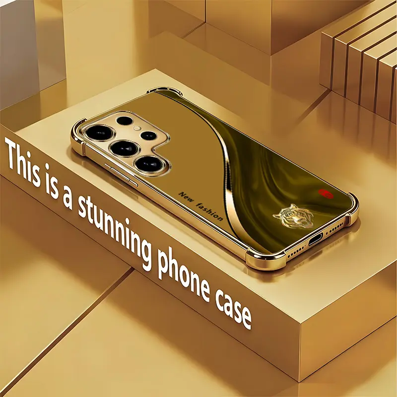 For Samsung S26/S25/S24/S23/S22/S21/A and iPhone 17/16/15/14/13/12 series: Affordable yet luxurious business-style phone cases featuring majestic lion, dragon, and steed motifs, crafted using an electroplated gold finish 995