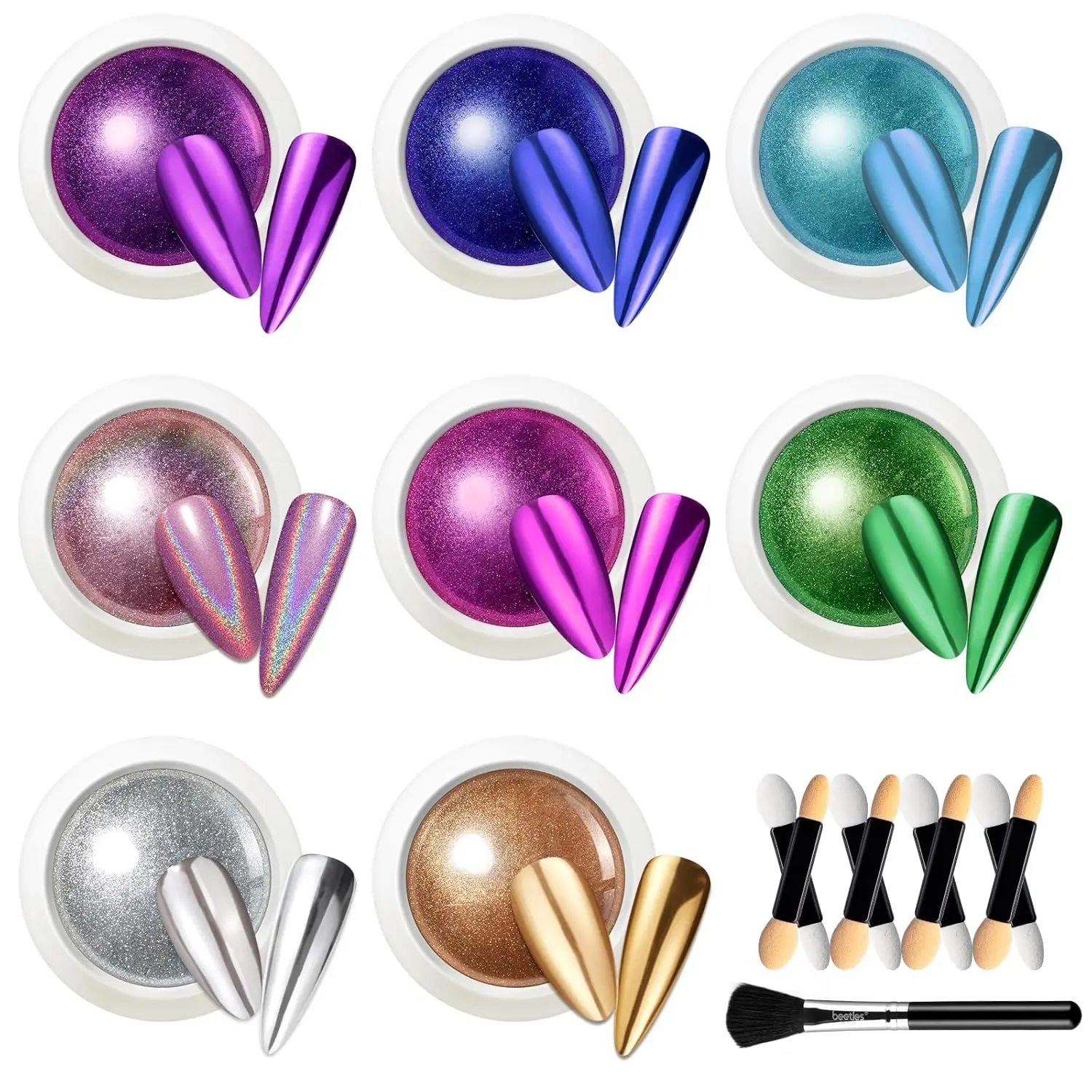 0.5g*8 - 8 Colors Mirror Chrome Nail Powder
