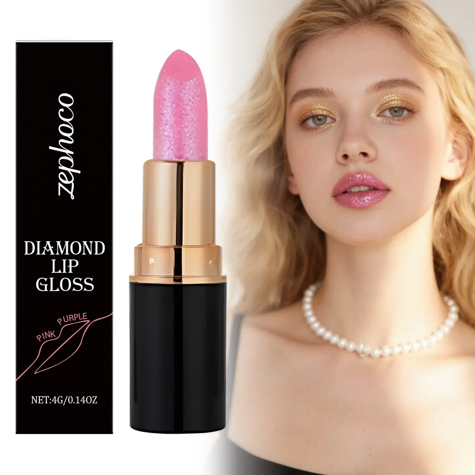 Moisturizing Diamond Lip Gloss with Glitter, Long-Lasting Plumping Formula for Glossy Lips in Fuchsia Pink, Dazzling Sparkly Finish for Everyday Glam, Makeup Products, Sparkly Makeup, Bling Effect waterproof lasting makeup flawless cosmetic
