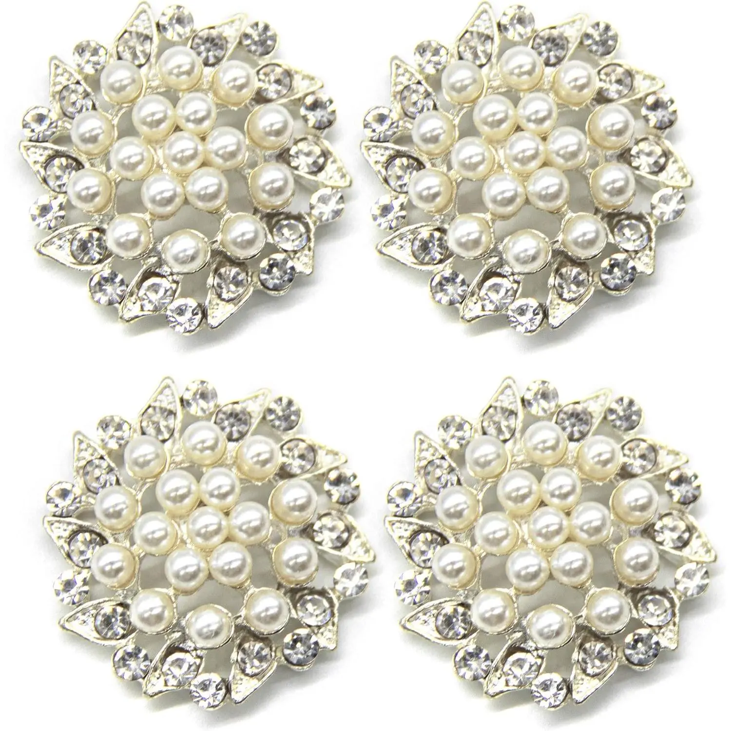 , 15 Pack Faux Rhinestone  Flower Buttons Fashion   Button Brooches for  Making Clothing DIY Craft