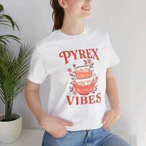 Retro Pyrex Inspired Tee, Vintage Kitchen Shirt, Floral Pattern T-Shirt, Charming Gooseberry Unisex Top, 70s Kitchen Vibes