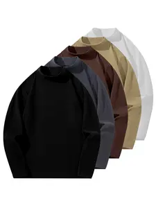 CCCMAI Men's Solid Color Stand Collar Sweatshirt Regular Fit Casual Long Sleeve Pullover for Fall Winter Daily Wear Menswear Tops in Polyester Plain