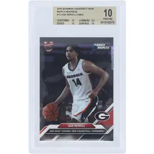 Asa Newell University of Georgia 2025 Bowman University Now March Madness #10 BGS Authenticated 10 Card - 10,9.5,10,10 Subgrades