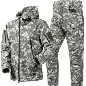 Outdoor Shark Skin Shell Jacket Fleece-lined Warm Soft Shell Camouflage Trench Coat Hunting ClothesGift