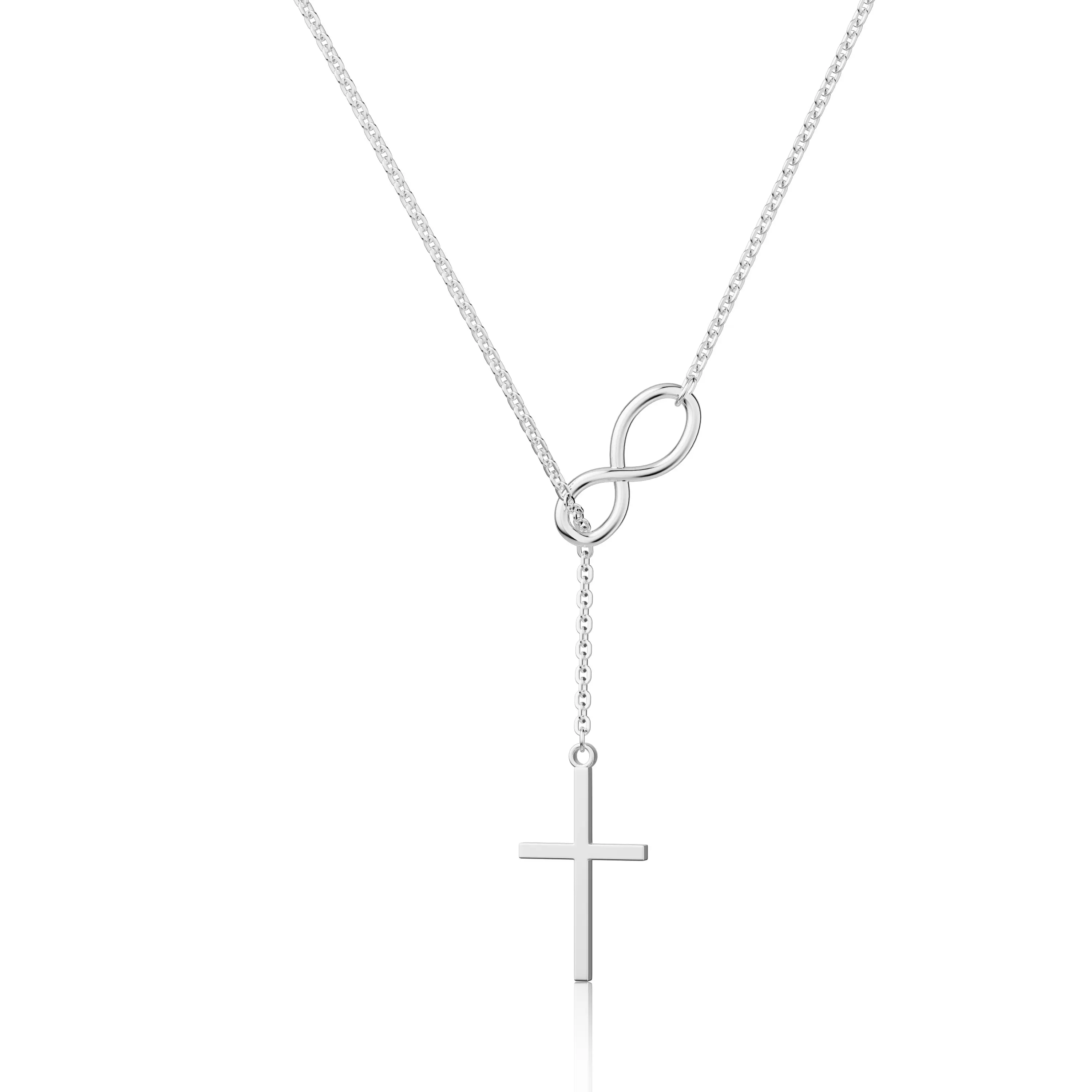 TEWIKY 925 Silver-Plated Side 8 Y-Shaped Chain Women's Fashion Necklace with Exquisite Trendy Artificial Gemstone Pendant, Easter Gift, Daily Wear, Exquisite Trendy Pendant, Jewellery Pendant