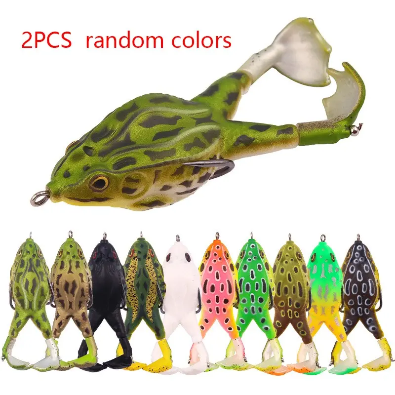 2 Piece Set Realistic Frog Fishing Lure, Reinforced Treble Hooks, Rotating Fins, Ideal for Anglers, Perfect for Bass Fishing, Fishing Tackle, Fishing Lures Set, Fishing Supplies