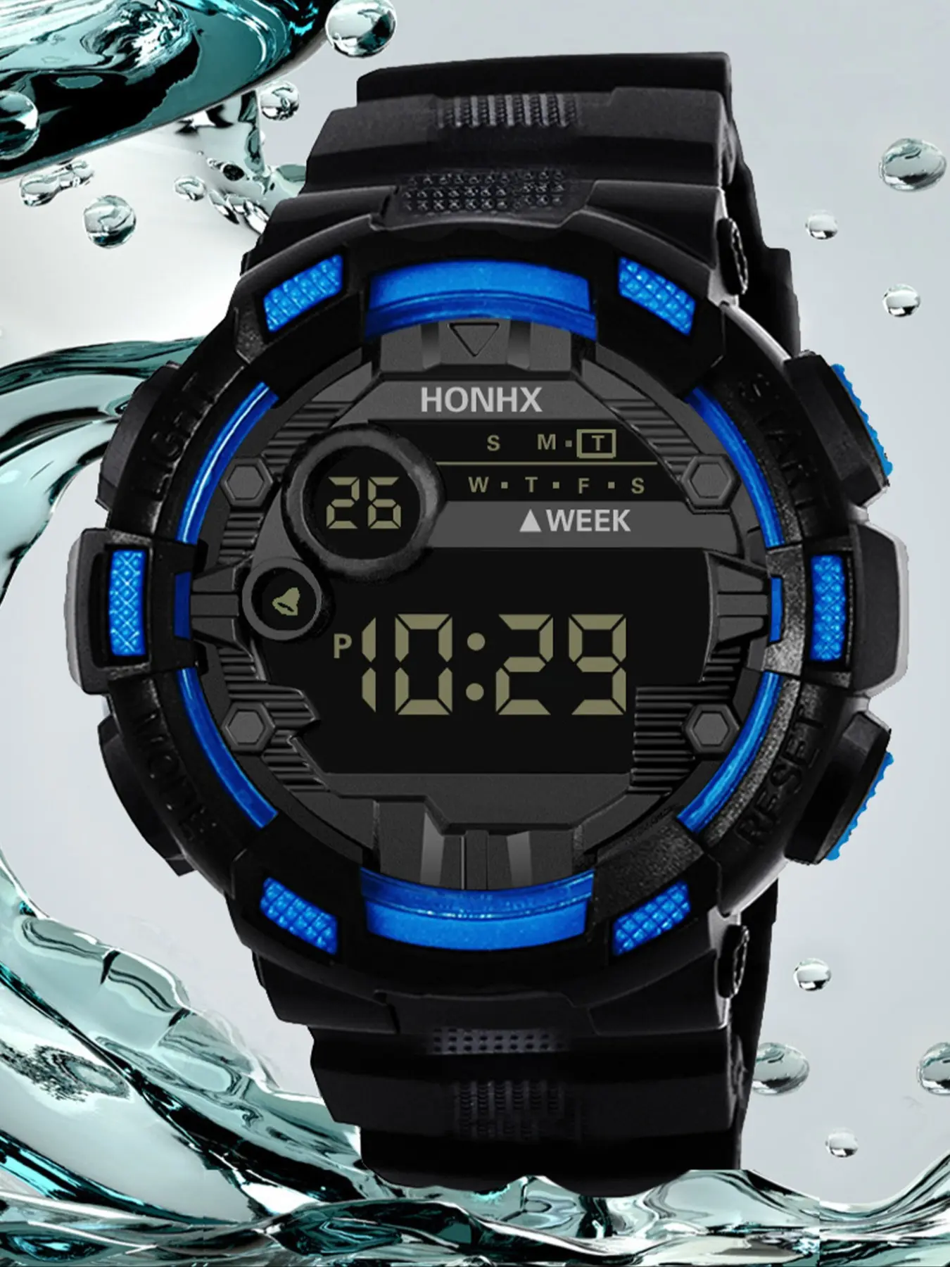 Men's Silicone LED Digital Casual Fashion Watch, Casual Style Band, Electronic Movement, Plastic Case, Ideal for Students & Holidays, Electronic Sport Watch, Digital Watches