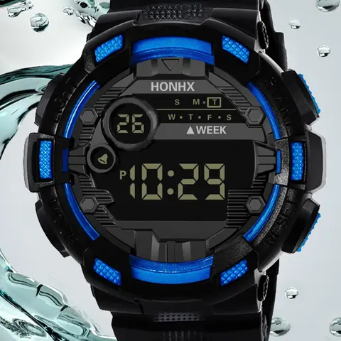 Men's Silicone LED Digital Casual Fashion Watch, Casual Style Band, Electronic Movement, Plastic Case, Ideal for Students & Holidays, Electronic Sport Watch, Fashionable Digital Watch