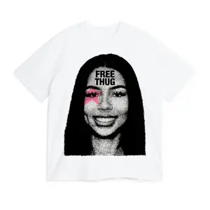 Streetwear T-Shirt with Mariah The Scientist & 'Free Thug' Graphic, Unisex Casual Round Neck Short Sleeve Top
