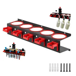 Car Spray Bottle Holder for Summer Gift, Wall Mounted Car Wax Bottle Storage Rack with Hooks, Multifunctional Car Accessories for Car Cleaning Kit, Car Storage Solutions, Car Storage Organizers