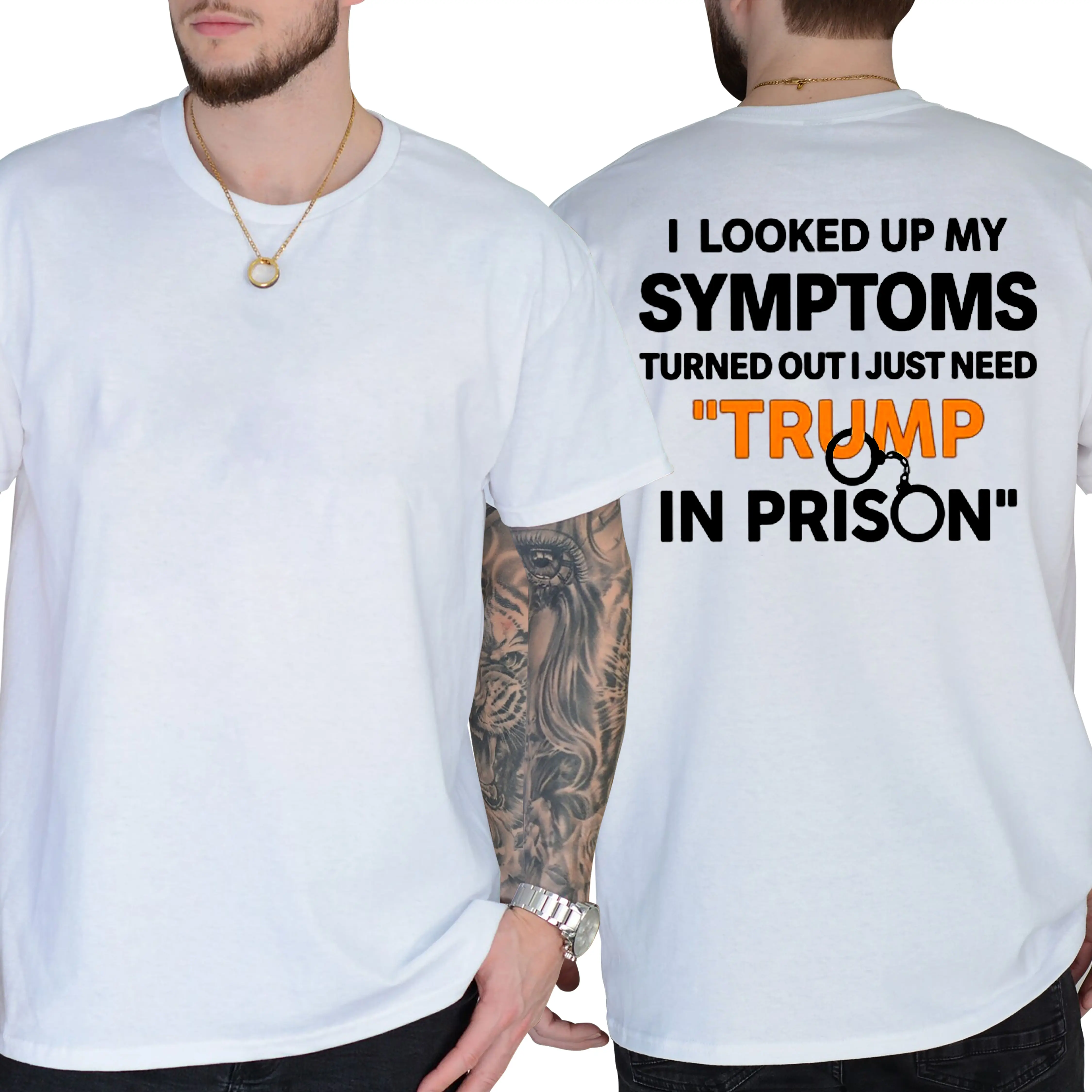 Funny Political Satire Shirt for Men, Sarcastic Graphic Tee, I Looked Up My Symptoms T-Shirt, Sarcastic In Prison Graphic Tee, Political Satire Liberal Gift Men, Short Sleeve Printed Graphic Shirt, Daily Casual Cotton Menswear