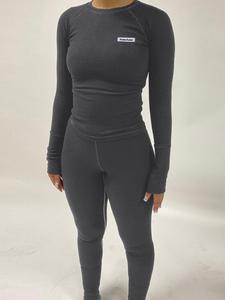 two-piece set women's letter patched raglan sleeve tee & skinny pants set, casual knitted long sleeve round neck t-shirts & leggings trousers two-piece matching set, downtown girl clothes, going out sets, 2 piece sets women