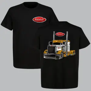 Peterbilt Custom Rig T-Shirt – Yellow Big Rig Truck Graphic, 2-Sided Diesel Power Tee for Men, Classic Semi Truck Shirt, Gift for American Trucker Fans