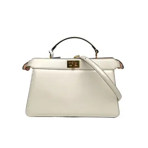 Pre-owned FENDI White Gold Hardware PEEKABOO ISeeU Small