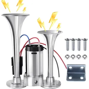 12V 600DB Upgraded Air Horn Dual Horn, Super Loud Truck Train Horn Kit with Air Compressor Suitable for Any 12V SUV Motorcycle Truck Pickup Truck Train Car Boat