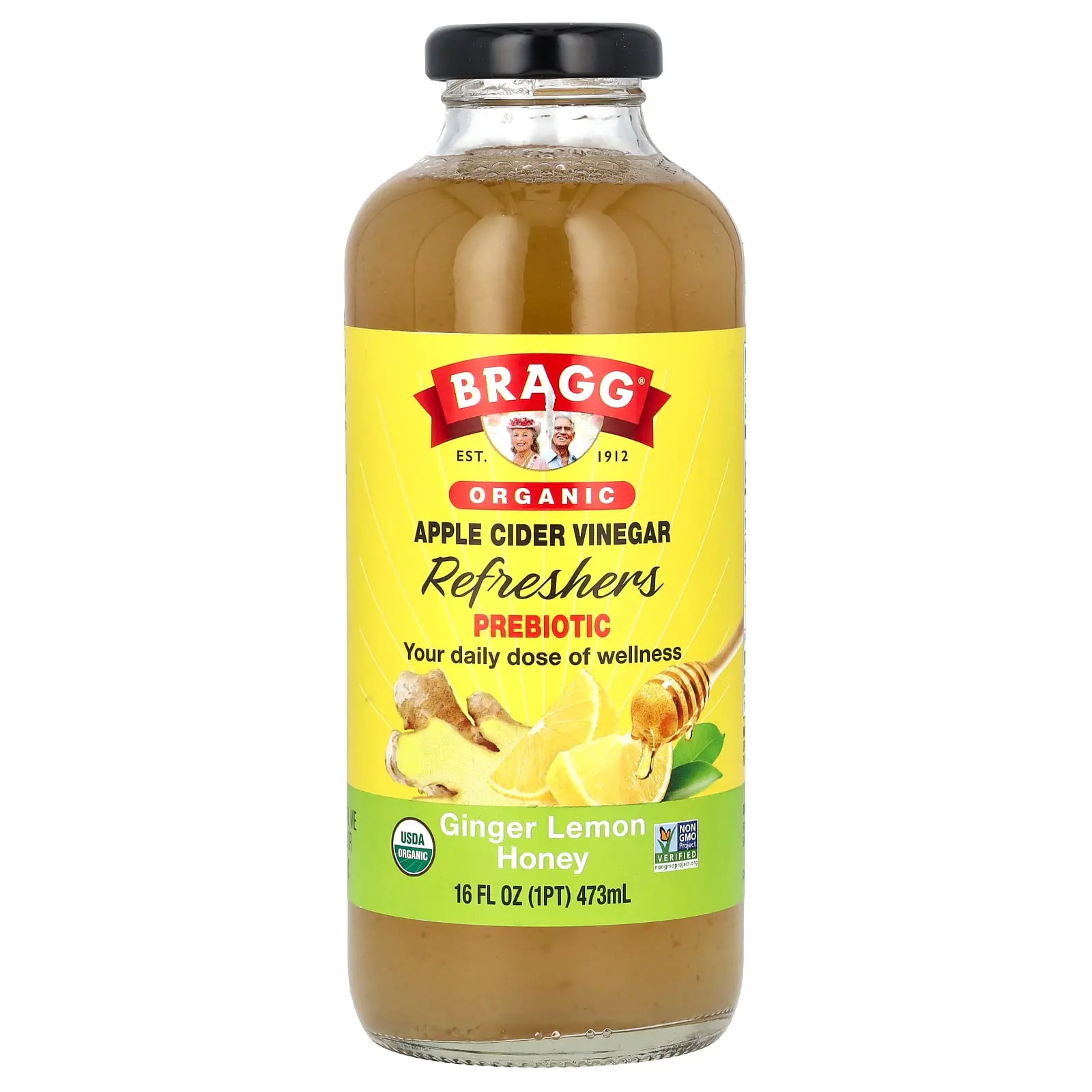 Bragg Organic Apple Cider Vinegar Refreshers, Beverage, Ginger Lemon Honey, 16 fl oz  (473 ml)