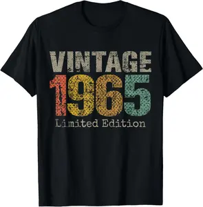 100% Cotton Vintage 1965 Limited Edition 60th Birthday Gifts 60 Year Old T-Shirt