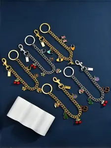 Y2K Sweet Cool Style Mix Bag Chain, Cherry Bear Rainbow Flower Pendants, Shoulder Strap Extender, Summer Accessory for Girls Students