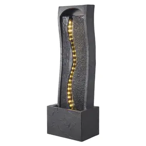 VEVOR Outdoor Water Fountain, 38.58 in Height Fountain and Waterfall, 1-Tier Floor Standing Rock Base Style Fountains with with LED Light and Pump, for Outdoor Indoor Garden, Home, Patio & Backyard