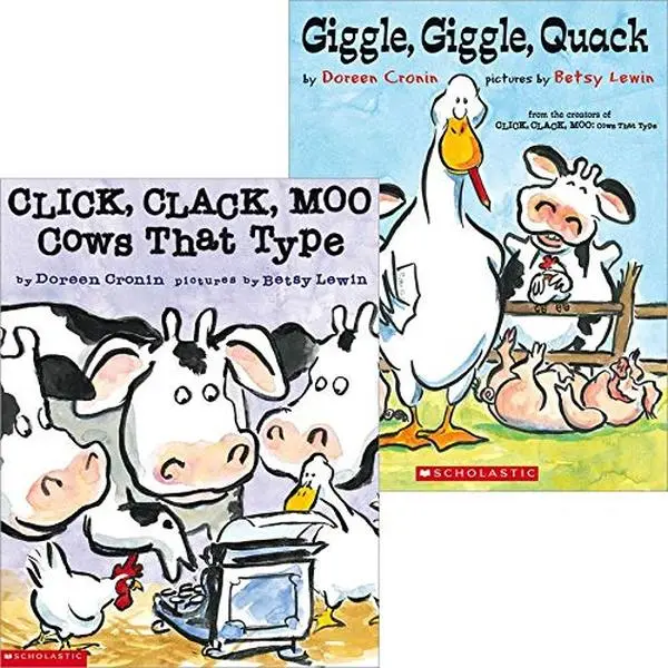 USED-Doreen Cronin Set of 2 Children's Picture Books (Click, Clack, Moo Cows That Type (Caldecott Honor Book) ~ Giggle, Giggle, Quack) by Doreen Cronin (Paperback)