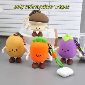 3D Cartoon Eggplant Shape Coin Purse, Carrot Shape Storage Bag, Portable Potato Shape Inner Pocket, Cute and Practical Accessory