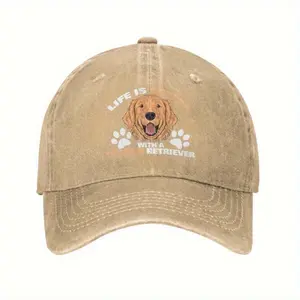 "When Life Gets Better, Take Your Golden Retriever with You" Humorous Gift Baseball Cap, Suitable for Women and Men - Adjustable Animal Dog Dad Hat, Lightweight, Non-Stretch Fabric, Hand Washable, Casual Style