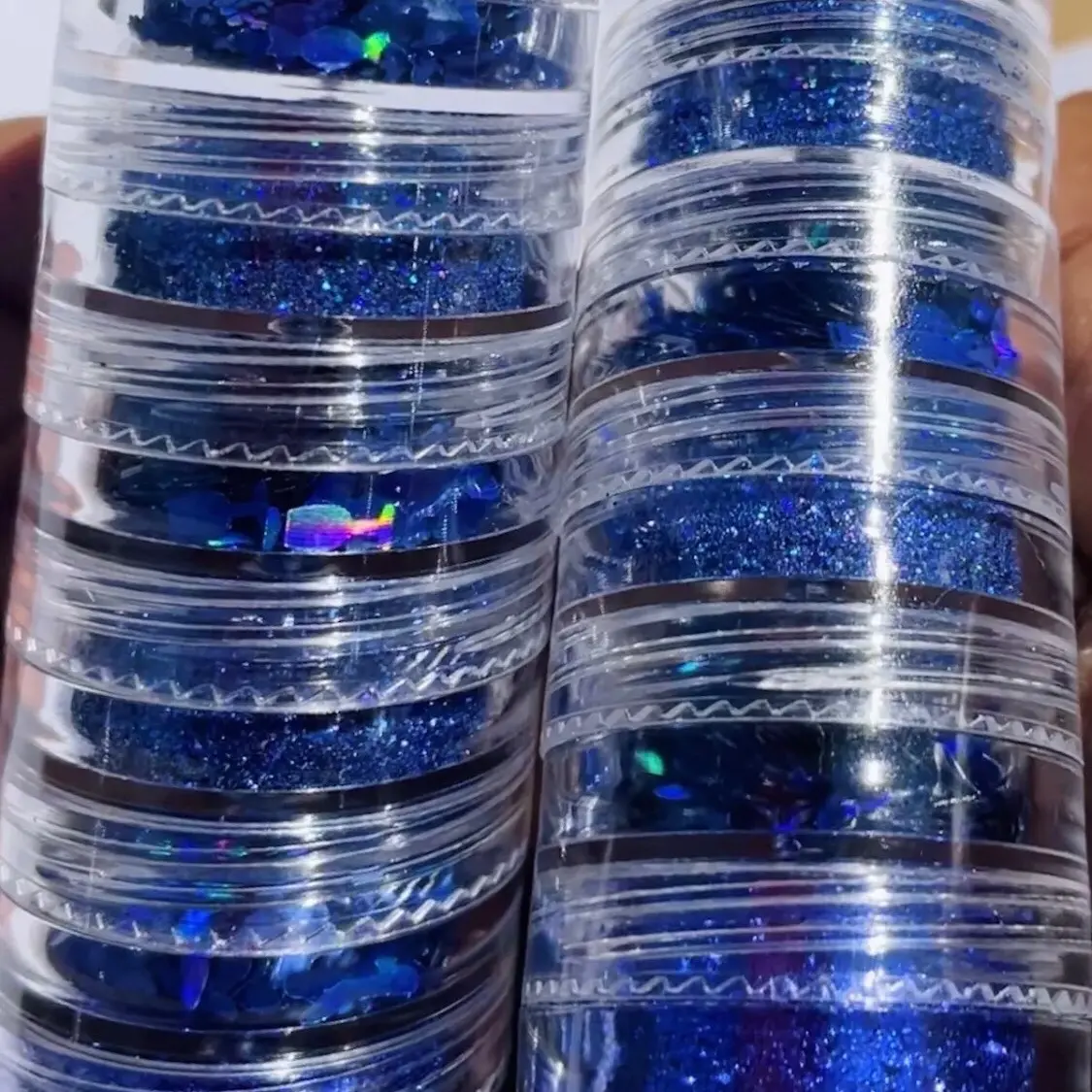 Holographic Deep Ocean Blue Glitter Stack - Set of 6, Cosmetic Grade, Solvent Resistant