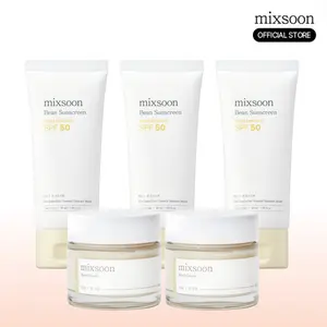 [3+2] mixsoon Korean Sunscreen & Bean Cream Bundle – SPF 50 Face Sunscreen 50ml + Glass Skin Moisturizer 50ml