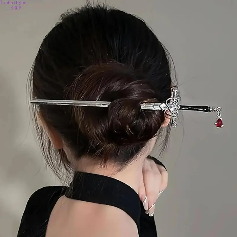Elegant Rhinestone Sword Shaped Hair Pin for Women & Girls, Vintage Alloy Styling Hair Clip, Creative All-Match Hair Accessory Perfect for Daily Wear, Parties, Prom & Goddess Styling Looks