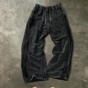 Men’s Washed Cotton Wide Leg Sweatpants – Oversized Streetwear Sport Pants, Casual Date Night Outfit, Relaxed Fit Street Style, Perfect Gift for Him