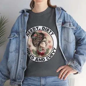 Nerdy & Curvy Unisex Heavy Cotton Tee - Inked Design for Book Lovers
