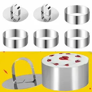 Stainless Steel 3.15 inch Dessert Mousse Molds with Pusher & Lifter Cooking Rings Round Cake Ring Mold, Cookie Cutter Set (Include 4 Rings and 2 Pusher)