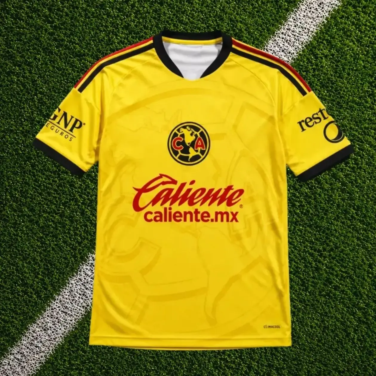 [FULL LOGO] - Yellow Club America Home Soccer Shirt 26-27, Breathable Game Day Sports Top, Quick-Dry Short Sleeve Soccer Jersey, Liga MX Fan Gear, Full Size S-5XL - Personalization upon request