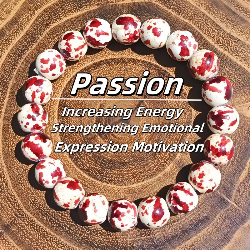 Passion Chicken Blood Stone Beaded Bracelet - Unisex Fashionable Jewelry Gift for Increasing Energy & Emotional Expression Motivation