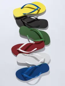 Women's Summer Fashion Flip Flops, Striped Design, PVC Upper Material, Rubber Sole, Casual Beach Sandals, Less Than Ankle Height