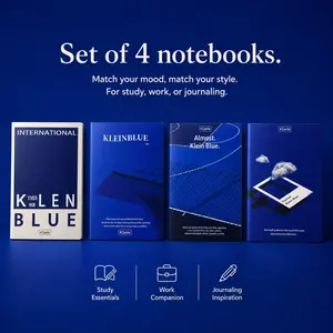 Klein Blue B5 Notebook Set of Four, Original Art Cover, Thick Lined Pages, Student Office Journal, Smooth Writing, Ink-Proof, High Aesthetic Value