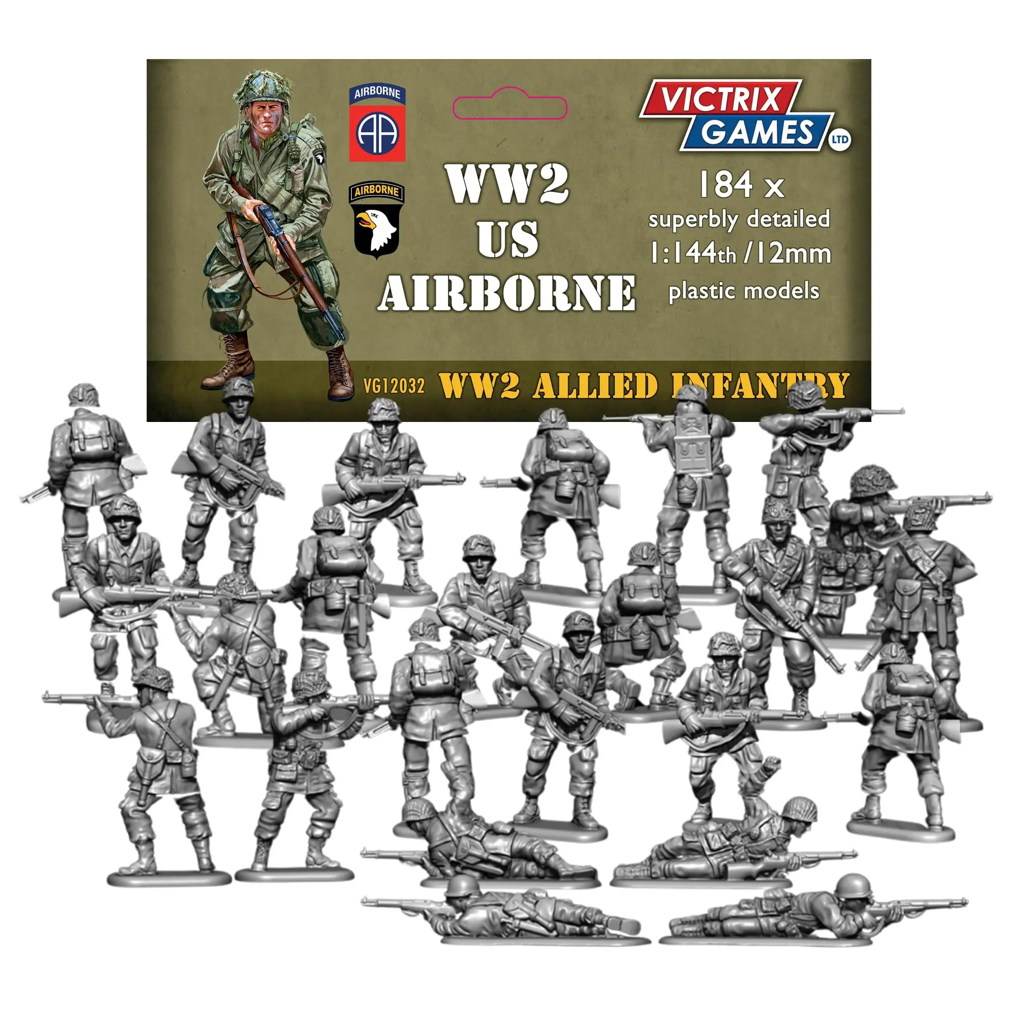 Wargames Delivered Victrix 12mm US Airborne Miniatures - Detailed WWII action Figures