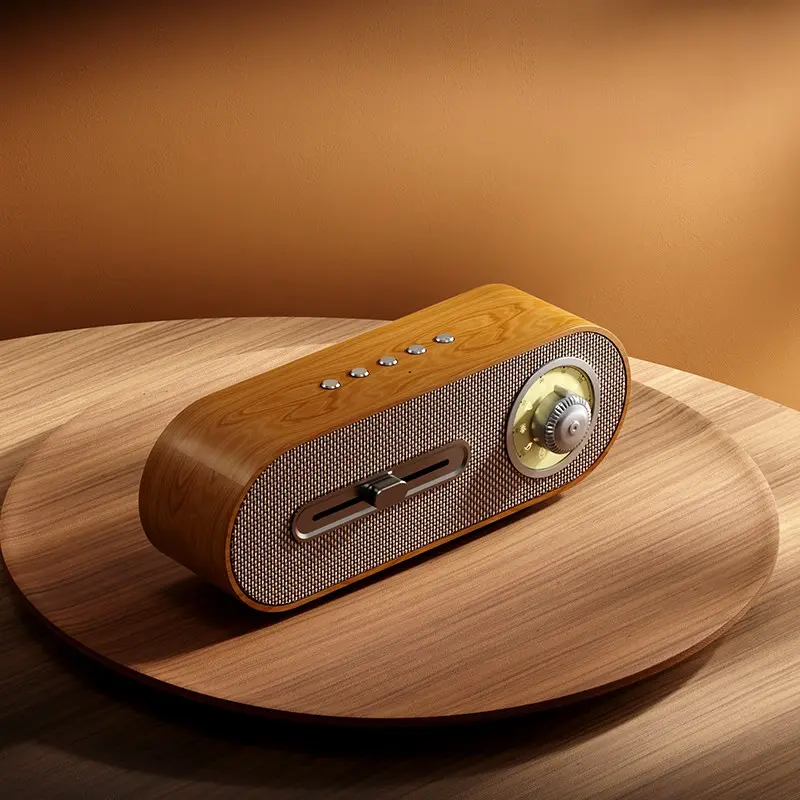 Vintage Wood Bluetooth-compatible Portable Speaker, Multi-Function Audio, Noise, Timer, Fm Radio, 2000mah Battery, 8 Hours Playtime, Outdoor Camping Speaker, USB & Wired Connection